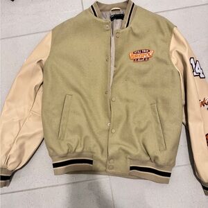 Bronx Bomber Jacket in Beige and Cream